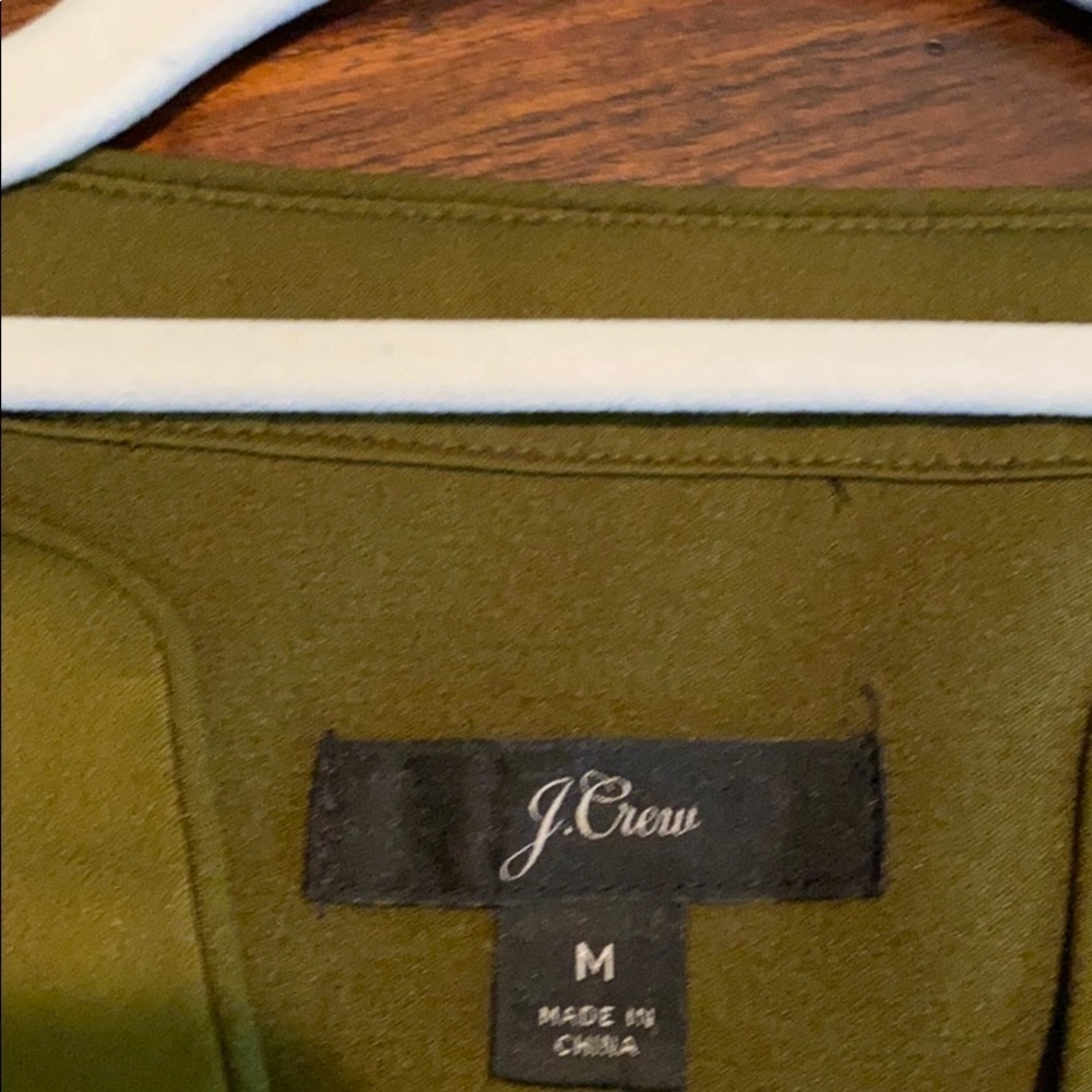 J Crew Green SZ M Tunic V Neck Satin Trim Top blouse SZ M - Picture 7 of 10